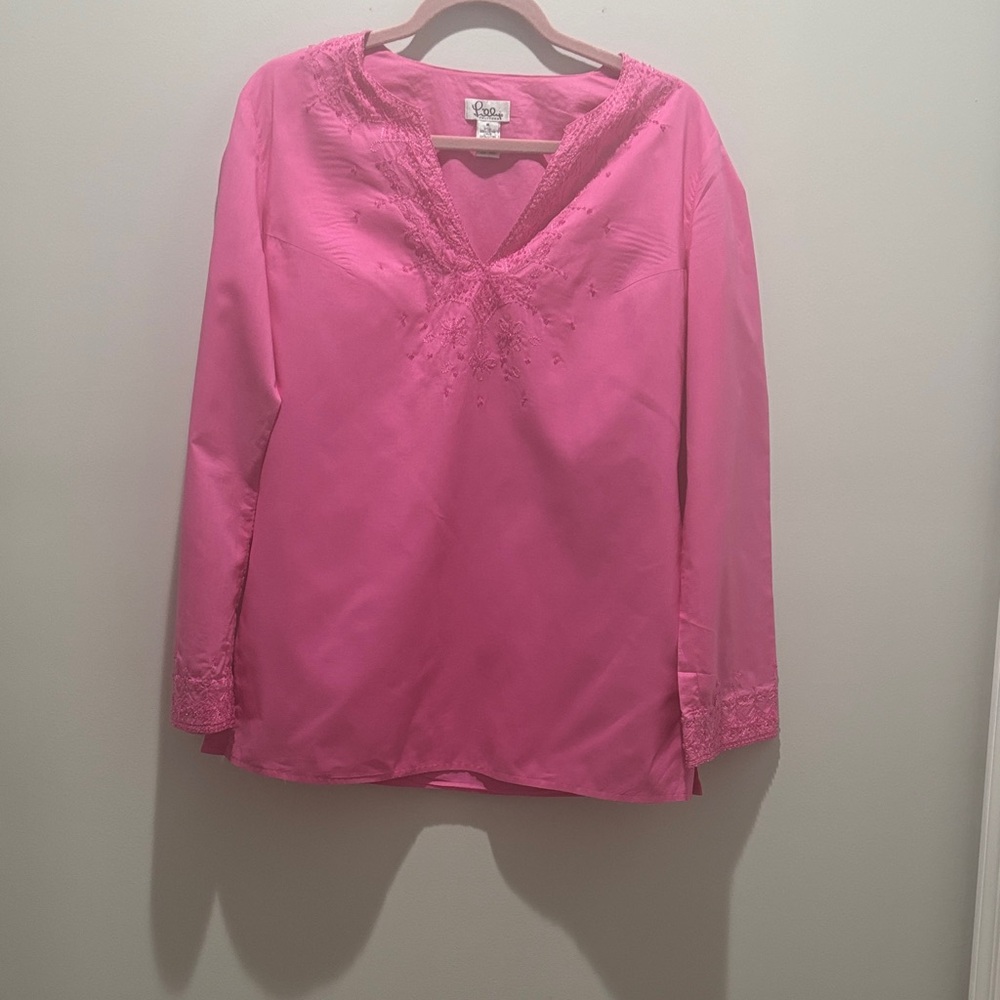 Lilly Pulitzer Pink Embroidered Blouse